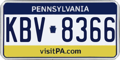 PA license plate KBV8366