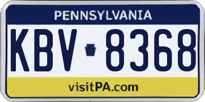 PA license plate KBV8368