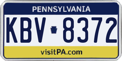 PA license plate KBV8372