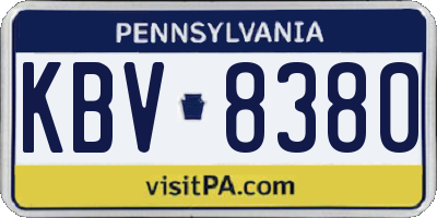 PA license plate KBV8380