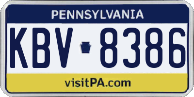 PA license plate KBV8386