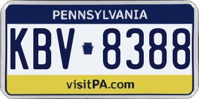 PA license plate KBV8388