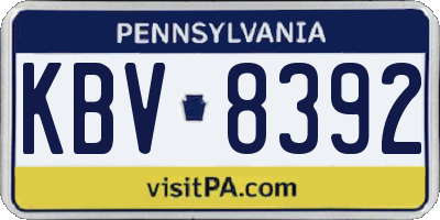 PA license plate KBV8392