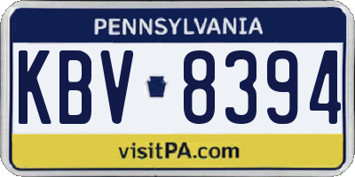 PA license plate KBV8394
