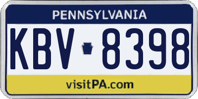 PA license plate KBV8398