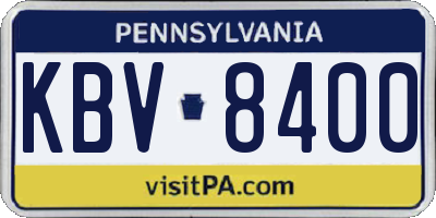 PA license plate KBV8400