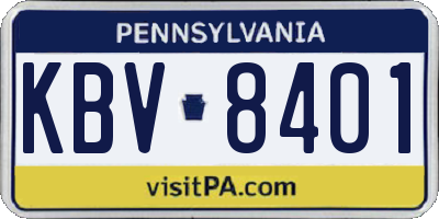 PA license plate KBV8401