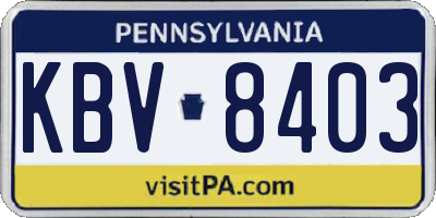 PA license plate KBV8403
