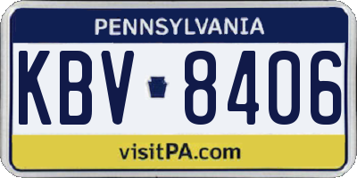 PA license plate KBV8406