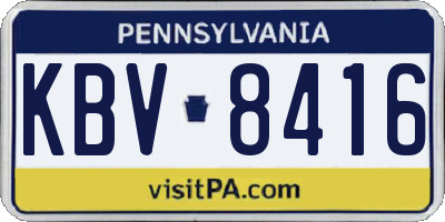 PA license plate KBV8416