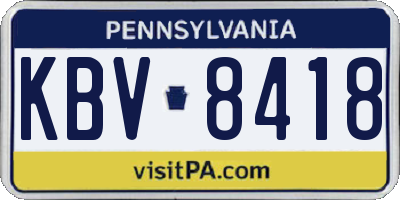 PA license plate KBV8418