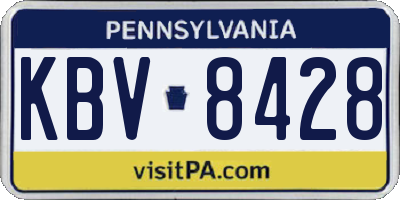 PA license plate KBV8428