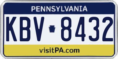 PA license plate KBV8432
