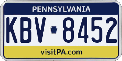 PA license plate KBV8452