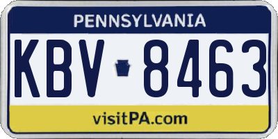 PA license plate KBV8463