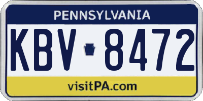 PA license plate KBV8472