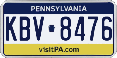 PA license plate KBV8476