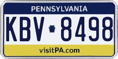 PA license plate KBV8498