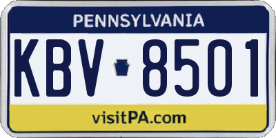PA license plate KBV8501