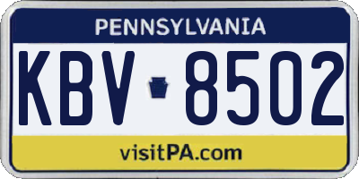 PA license plate KBV8502