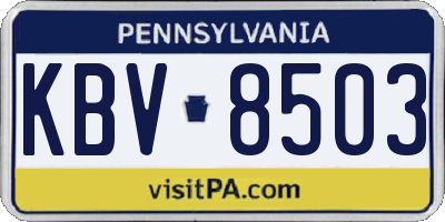 PA license plate KBV8503