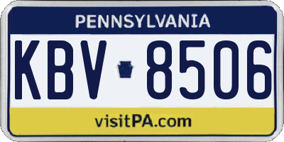 PA license plate KBV8506