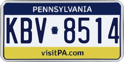 PA license plate KBV8514