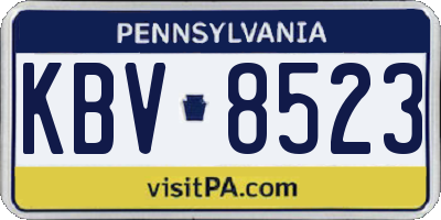 PA license plate KBV8523