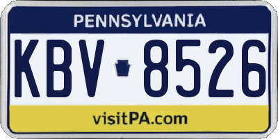 PA license plate KBV8526