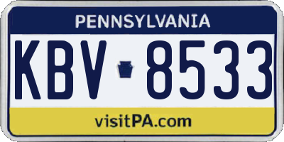 PA license plate KBV8533