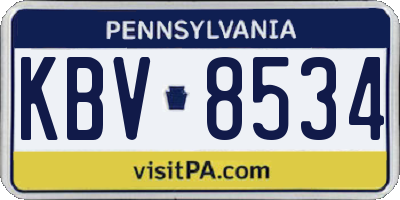 PA license plate KBV8534