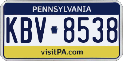 PA license plate KBV8538