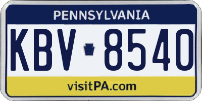 PA license plate KBV8540