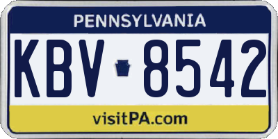 PA license plate KBV8542