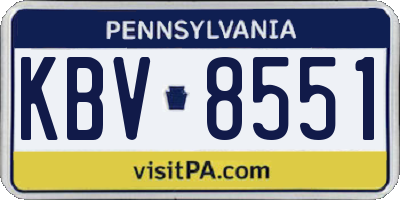 PA license plate KBV8551