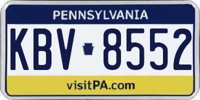 PA license plate KBV8552