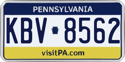 PA license plate KBV8562