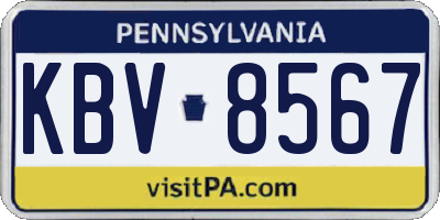 PA license plate KBV8567
