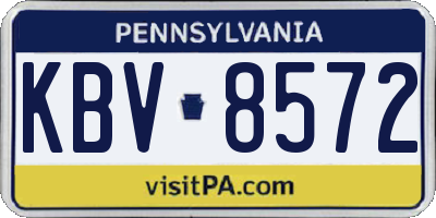 PA license plate KBV8572