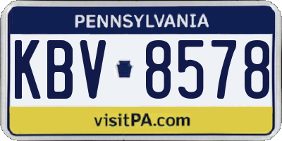 PA license plate KBV8578