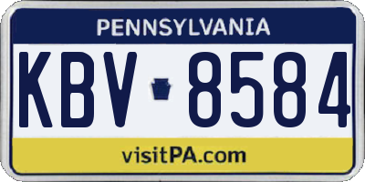 PA license plate KBV8584