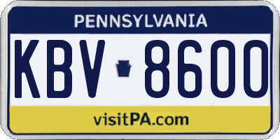 PA license plate KBV8600