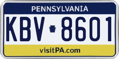 PA license plate KBV8601