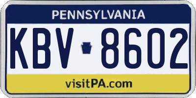 PA license plate KBV8602