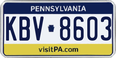PA license plate KBV8603