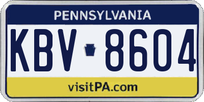 PA license plate KBV8604