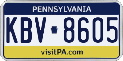 PA license plate KBV8605