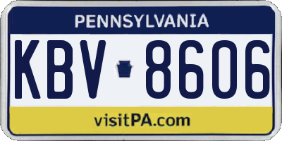PA license plate KBV8606