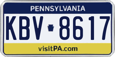 PA license plate KBV8617