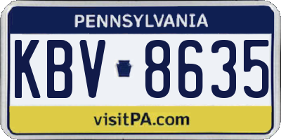 PA license plate KBV8635
